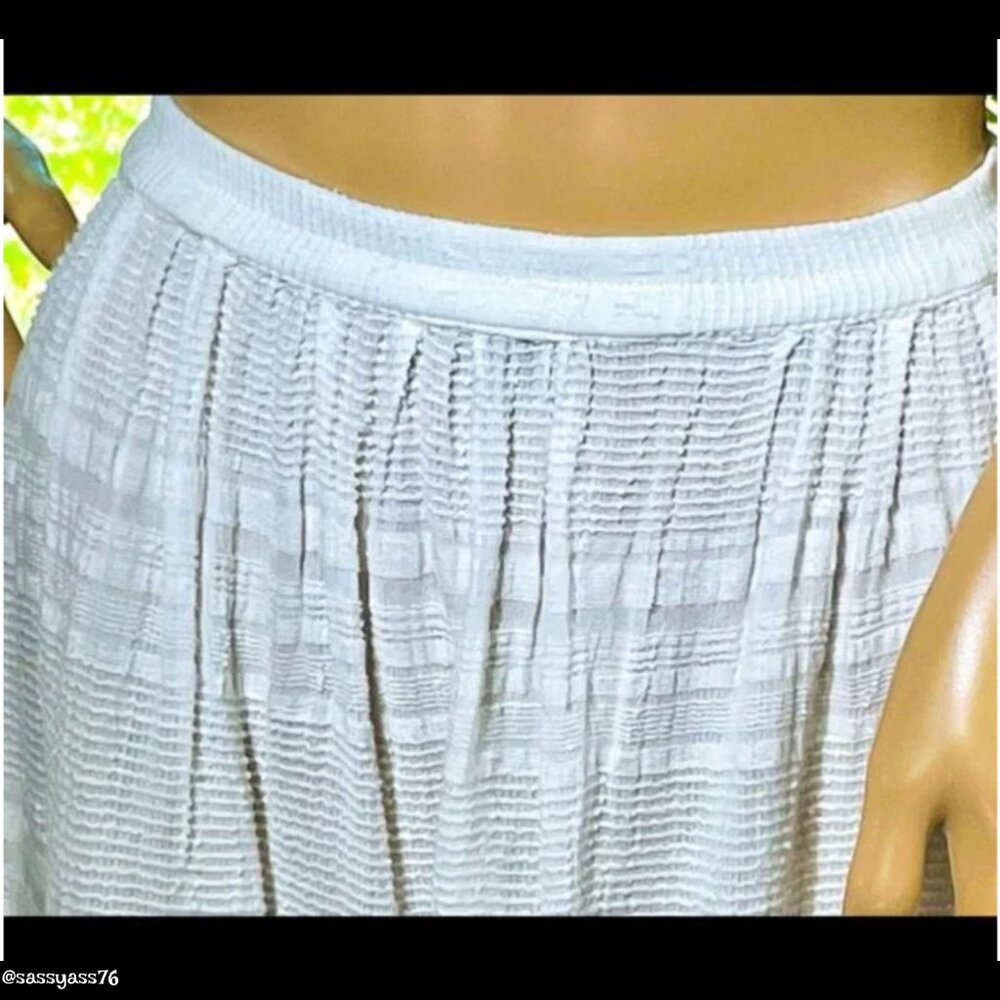 ▪️VTG▪️EXPRESS▪️1990's Stripe Linen Blend Gauzy Boho Skirt Swimsuit Cover-Up - Picture 3 of 4